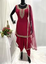 Georgette Pink Party Wear Hand Work Readymade Dhoti Suit